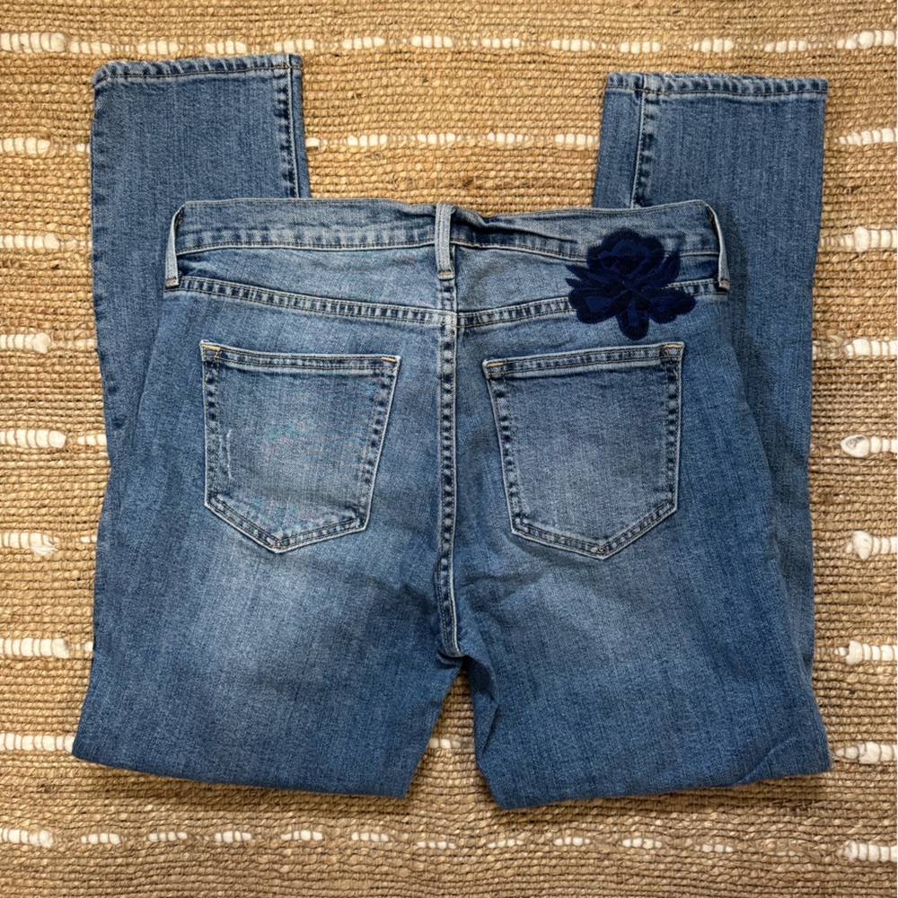 Gap 1969 Blue Floral Embroidered Jeans women’s size 28 - Picture 5 of 12